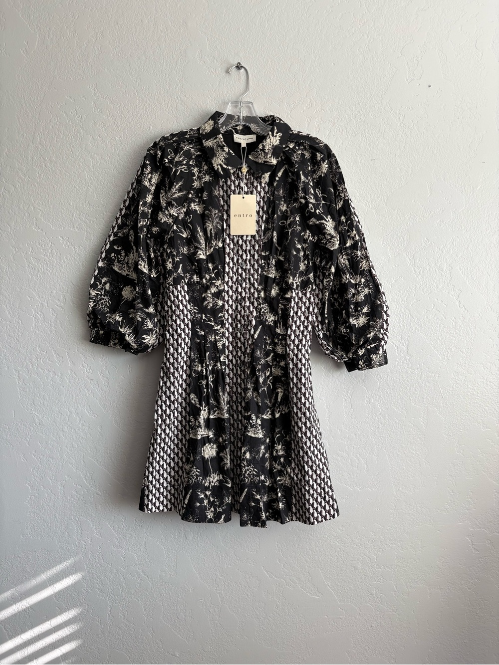 ❤️NEW entro Black & Cream Mixed-Print Mini Dress